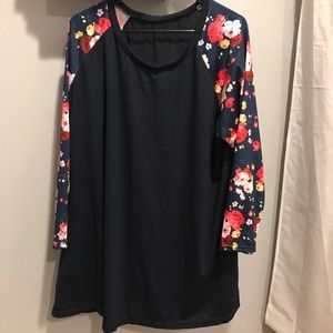 Plus size  navy & floral baseball style shirt 4x